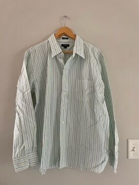 Mens J. Crew Blue Green & White Striped Button Down Shirt